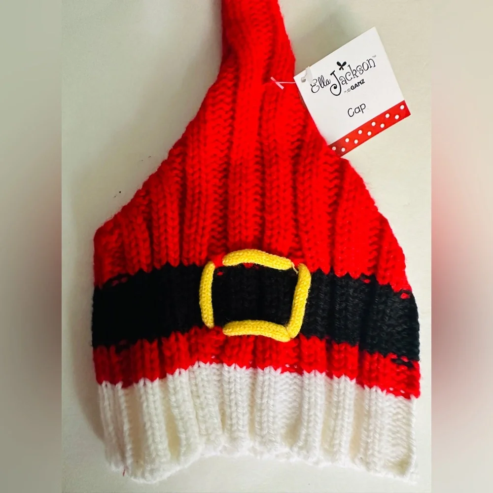 Ella Jackson By Ganz Cap Red Santa Baby Kids Knit Beanie 0-12 Mo  Holiday Wear